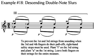 descending double-note slurs, classical guitar slur technique