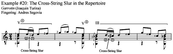 the cross-string slur in classical guitar repertoire