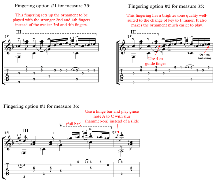 classical guitar lesson Capricho Arabe annotated score