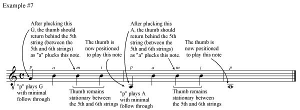 Ex 7 positioning the thumb to play alternate strings