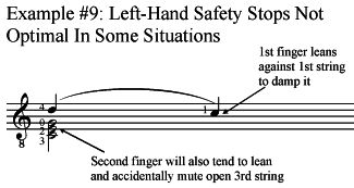 classical guitar slur technique: Left-hand safety stops don't always work