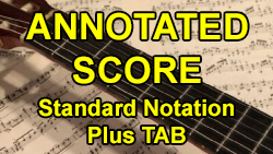 Gymnopédie No. 1 by Erik Satie, Play It Like a Pro, Annotated Score Standard Notation plus Tab, page 1