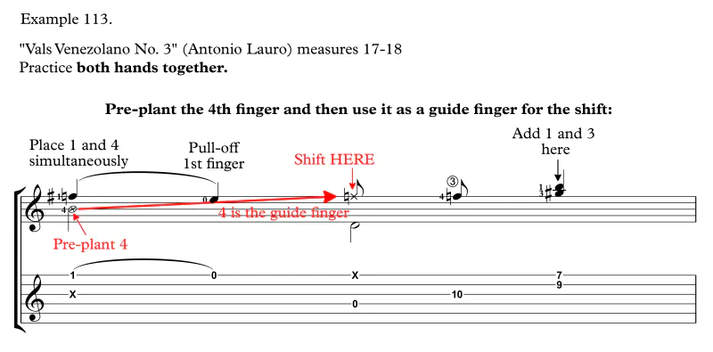 Vals Venezolano by Antonio Lauro measures 17-18, hands together, pre-plant 4th finger