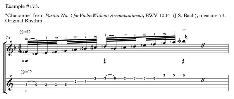 Bach Chaconne measure 73 original rhythms