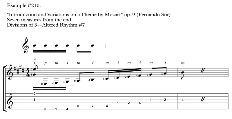 Introduction and Variations on a Theme by Mozart by Fernando Sor, scale with Altered Rhythm No. 7