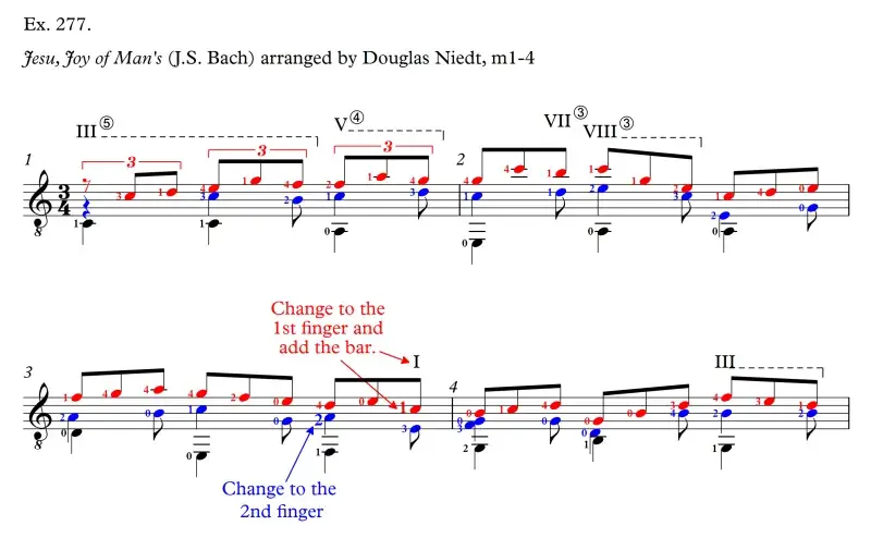 Jesu, Joy of Man's Desiring by Bach, measures 1-4 corrected fingering