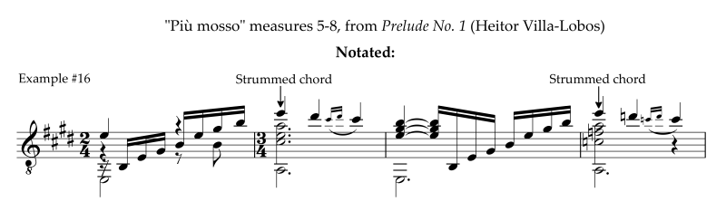 Villa-lobos Prelude No. 1 starting strum on the beat