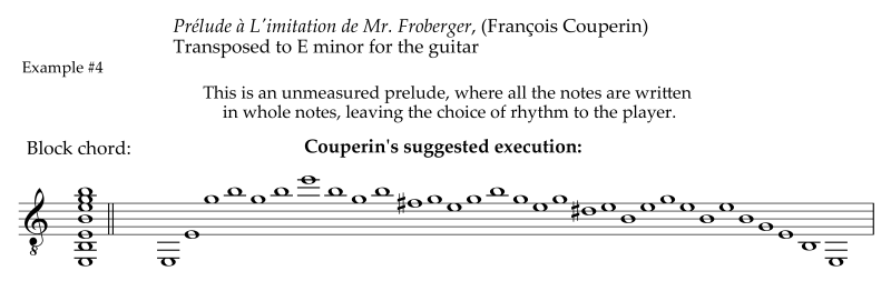 Figurate chordal arpeggio in Couperin piece