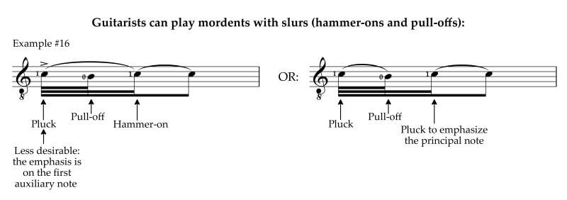 How guitarists play a descending mordent with slurs