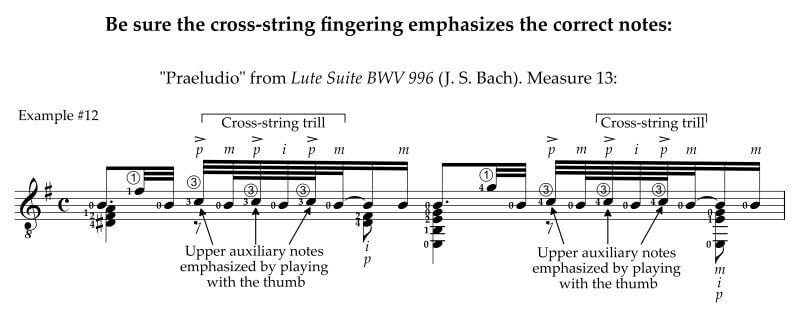 Right-hand fingering for cross-string trills in the Baroque era and music of Bach