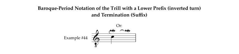 Bach's notation of the trill with lower prefix and termination