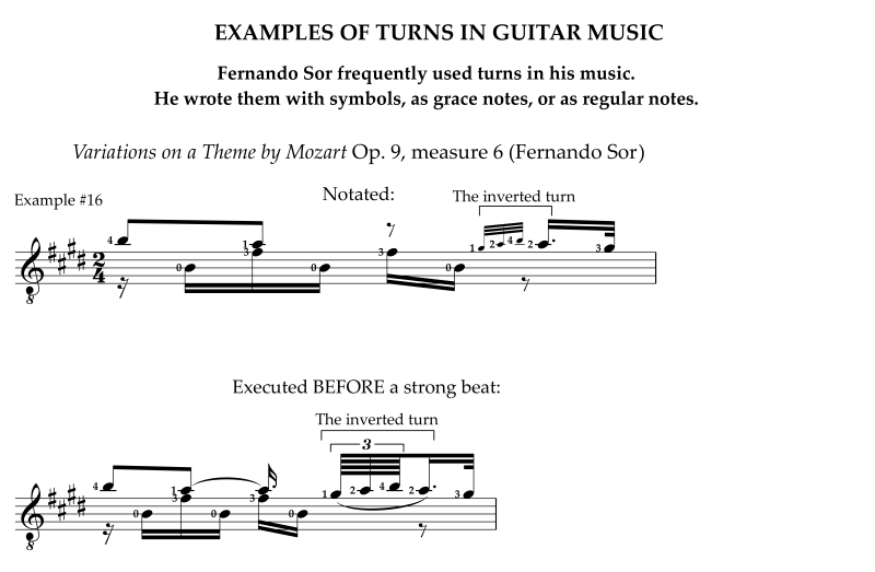 A turn in Fernando Sor's Variations on a Theme By Mozart