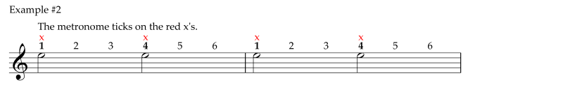 Subdivide each half note into three parts