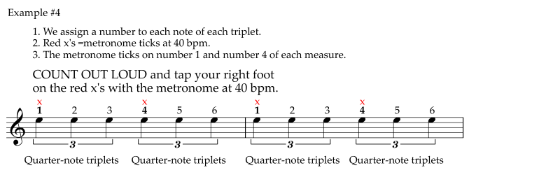 Practice the quarter note triplets with metronome and count