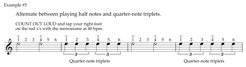 Alternate between half notes and eighth-note triplets