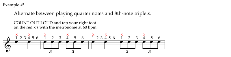 Alternate between quarter notes and eighth-note triplets