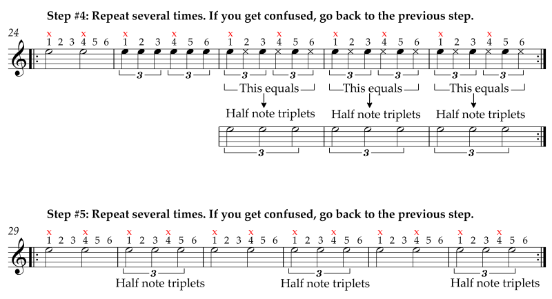 Five-step exercise to master half note triplets, part 2