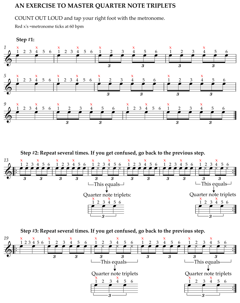 Five-step exercise to master quarter note triplets, part 1