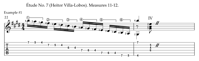 Villa-Lobos Etude No. 7 measures 11-12