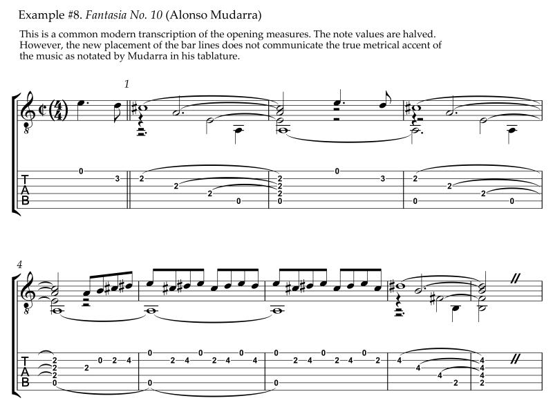 Campanella fingering, Fantasia No. 10 by Alonso Mudarra modern transcripion