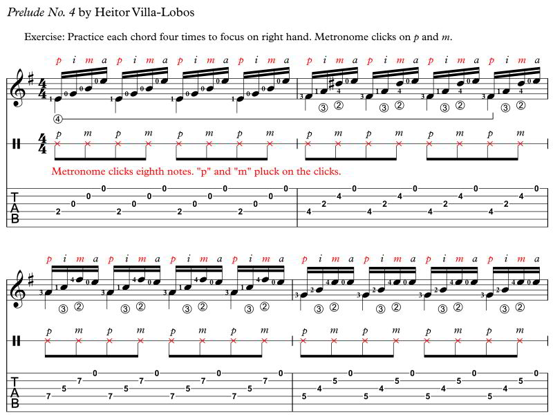 Prelude No. 4 by Heitor Villa-Lobos arpeggio section made into exercise