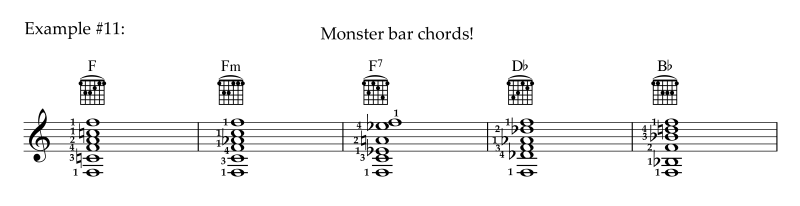 Example 11 Practicing with monster bar chords