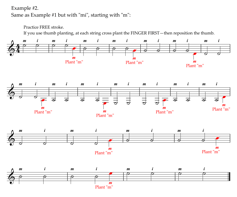 Example 2 String Crosses executed with anticipatory planting, free stroke starting with m