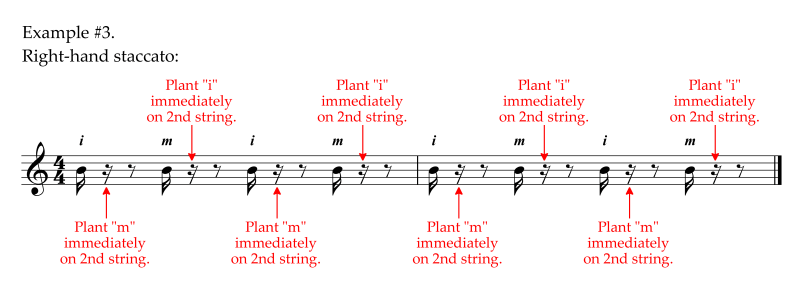 Example 3 Right-hand staccato for string crosses